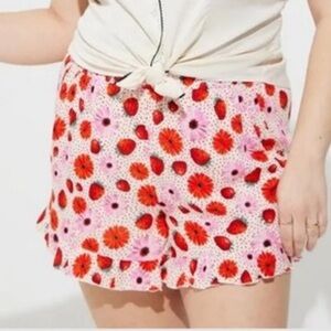 NWT Torrid Strawberry Fields Floral Pink Polka Dot Gauzy Shorts